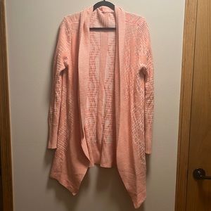 Long flowy peach and white cardigan